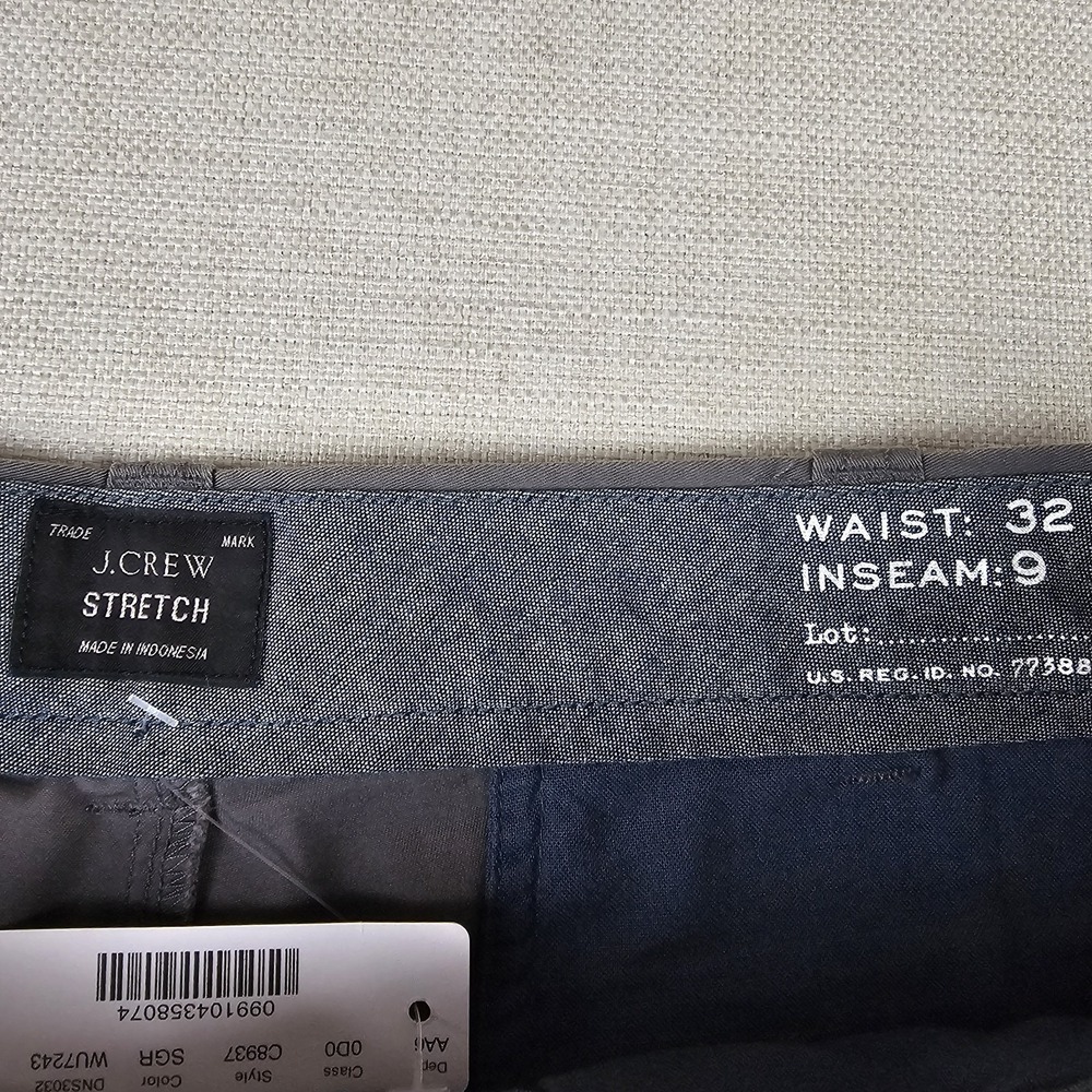 J Crew Shorts Mens 32 Gray Flex Chino 9" Inseam Stretch Preppy Casual NWT - Picture 9 of 11
